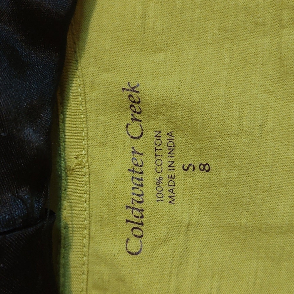 Coldwater Creek Embellished Tank Top Lime Green Woven Detail 100% Cotton Size S - Picture 6 of 7